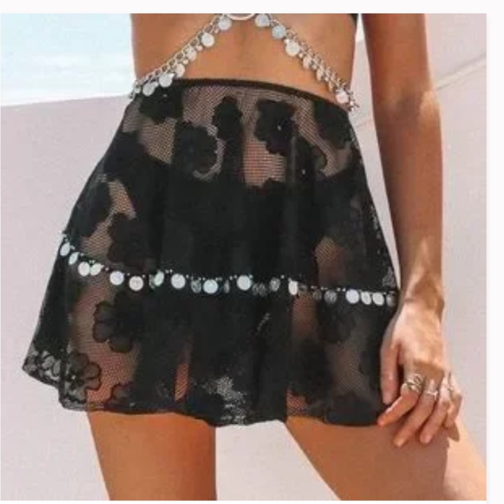 Herpony black sheer festival skirt